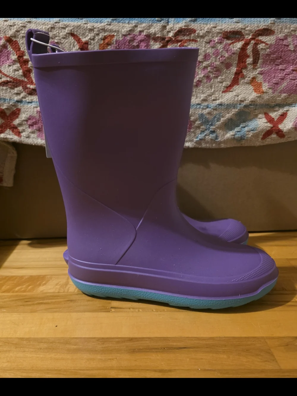 Cat And Jack Kids Purple Rain Boots with Aqua Trim